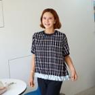 Drawstring-hem Chain Print Top