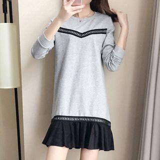 Frill Hem Long-sleeve Dress
