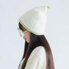 Coral Fleece Dotted Pointed Hat White - One Size