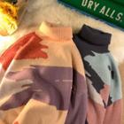 Turtleneck Camo Print Sweater