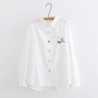 Plain Embroidered Color Buttons Shirt
