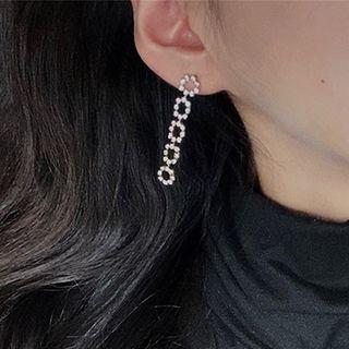 Rhinestone Drop Earring 1 Pair - S925 Silver - One Size
