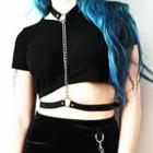 Faux Leather Chained Choker Belt
