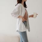 Round-neck Flap Zip-up Jacket