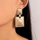 Square Alloy Dangle Earring 1 Pair - 21518 - Gold - One Size