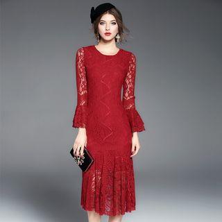 Ruffled Lace Midi Dress