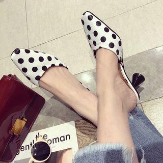 Dotted Chunky Heel Mules