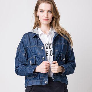 Hooded Denim Cropped Jacket