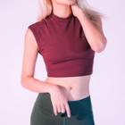 Crew-neck Sleeveless Cropped Sports Top