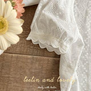 Scallop-edge Eyelet-lace Blouse