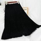 Glitter Midi A-line Skirt Black - One Size