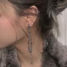 Safety Pin & Chain Earring 1 Pc - 0179a# - Silver Needle - As Shown In Figure - One Size