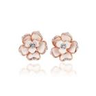 Elegant And Fashion Plated Rose Gold Cubic Zirconia Stud Earrings Rose Gold - One Size
