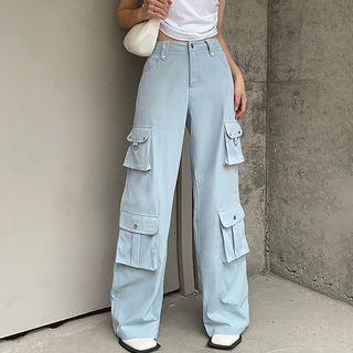 Low Waist Pocket Boot-cut Cargo Pants
