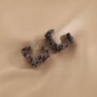 Leopard Print Chenille Open Square Earring 1 Pair - Leopard - Dark Coffee - One Size