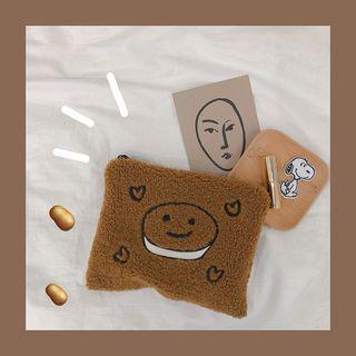 Faux-shearling Zip Pouch 1 - One Size