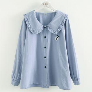 Ruffled Bear Print Blouse