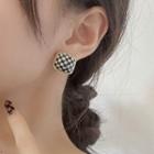 Square Checker Alloy Earring 1 Pair - Check - Black & White - One Size