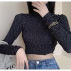 Turtleneck Melange Long-sleeve Top