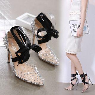 Stiletto Heel Pvc Studded Sandals