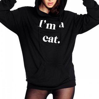 Lettering Cat Ear Hoodie