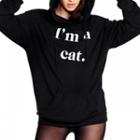 Lettering Cat Ear Hoodie