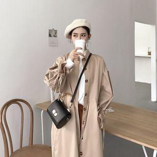 Plain Loose-fit Long Trench Coat