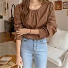 Bishop-sleeve Buttoned Blouse
