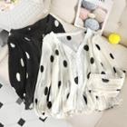 V-neck Lantern-sleeve Chiffon Dot Shirt