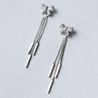 Bow Rhinestone Sterling Silver Fringed Earring 1 Pair - Silver - One Size