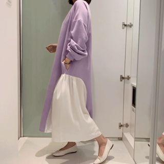 Round-neck Chiffon-detail Pullover Dress