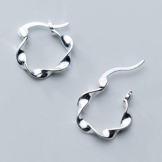 925 Sterling Silver Wavy Hoop Earring As Shown In Figure - One Size