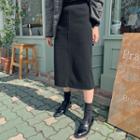 Woolen Knit H-line Midi Skirt