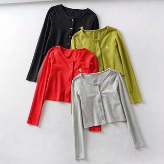 Embroidered Single-breasted Cropped Top