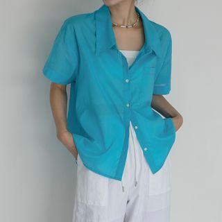 Short-sleeve Sheer Boxy Shirt