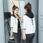 Lettering Striped Zip Hoodie