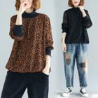 Leopard-print Mock-neck Sweatshirt