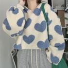 Heart Pattern Fleece Sweatshirt