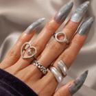 Set Of 4 : Alloy Ring (assorted Designs) 17496 - 4 Pcs - One Size