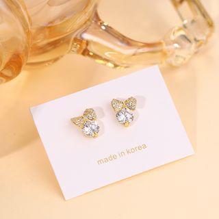Cz Ribbon Stud Earring