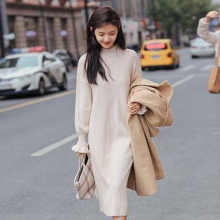 Mock Neck Knit Dress Almond - One Size