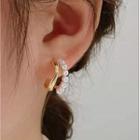 Faux Pearl Alloy Layered Open Hoop Earring 1 Pair - Gold & White - One Size