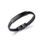 Fashion And Simple Plated Black Geometric Rectangular 316l Stainless Steel Leather Bracelet Black - One Size