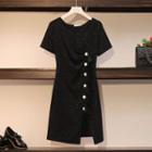 Short-sleeve Button Detail T-shirt Dress
