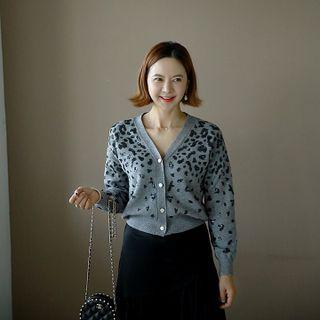 Sequin Leopard Knit Cardigan
