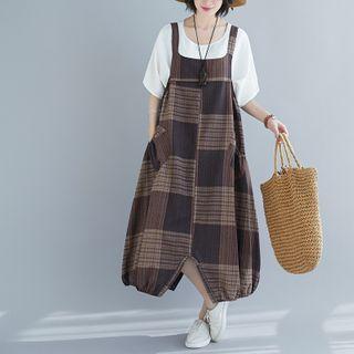 Plaid Cropped Harem Jumper Pants