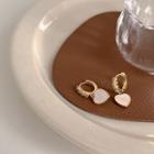 Heart Shell Rhinestone Alloy Dangle Earring 1 Pair - Gold & White - One Size