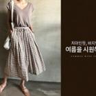Drawcord-waist Gingham Culottes