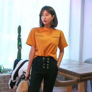 Crewneck Short-sleeve Lettering T-shirt
