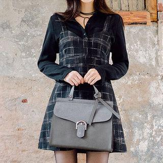 Sleeveless Wool Blend Plaid Mini Dress